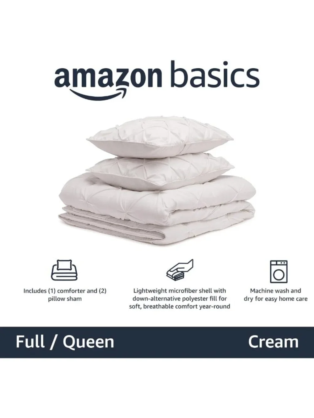 Cozy Down-Alternative Comforter Set, 3-Piece Bedding, Soft & Breathable